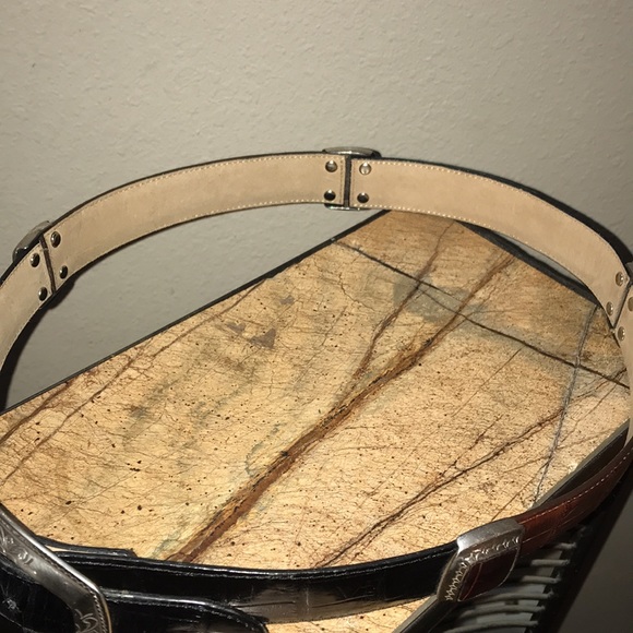 Brighton Belt Unique Two Tone Framed Leather M - Picture 6 of 16